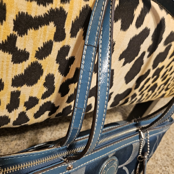 Coach Turquoise and Silver Tote Bag - Picture 5 of 8